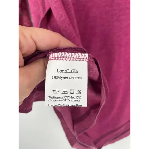 LonoLaKa Womens Maroon Long Lace Sleeves Crew Neck Feminine Vacation Blouse Lrg Purple Size 00