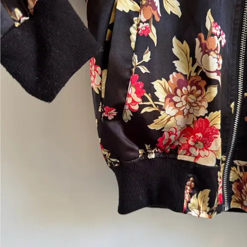 36.5 Satin Floral Bomber Jacket - Black and Red woman’s sz M