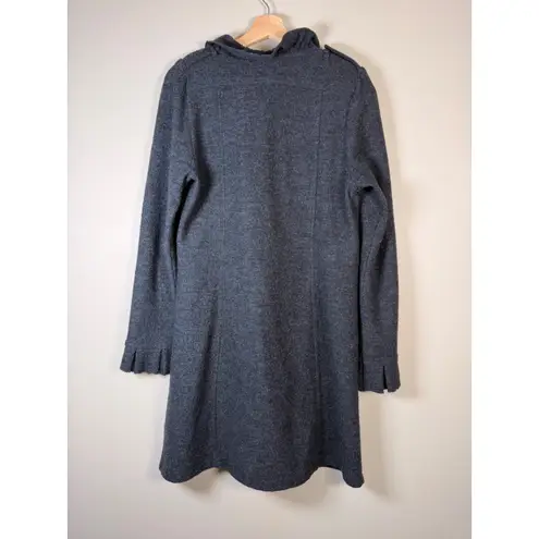 Anthropologie Luii Women's L Charcoal Gray Wool Ruffle Collar Button Front Coat Size L