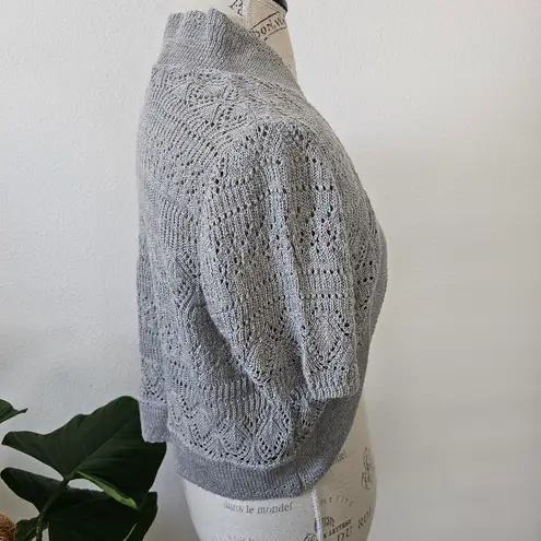 Cropped Knit Sweater Shrug Gray Color One Size Size undefined