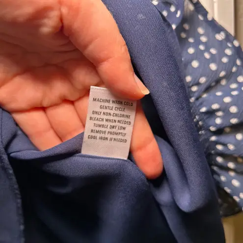 Vintage Appleseeds Blue White polka dot dress jacket women's 12 classic career