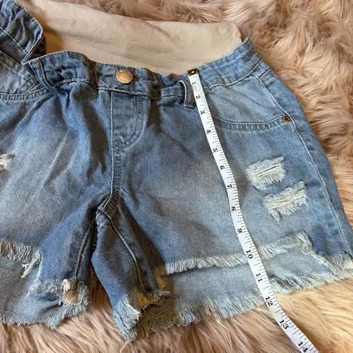 Haute Mama Denim Maternity Shorts Blue Frayed Hem Small New With Tags Size undefined