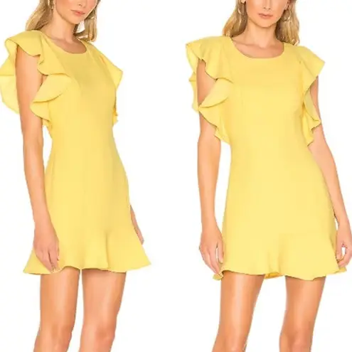 BCBGeneration  Ruffle Sleeve Scoop Neck Mini Dress Lemonade Yellow Women's Size 8