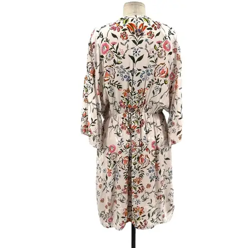 Anthropologie  Laia Botanical Dress White Floral Dolman Sleeve Size 12