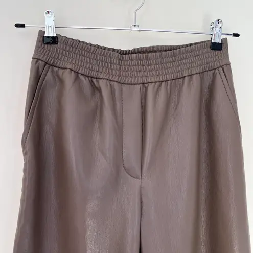 Wilfred Aritzia Desiree Faux Leather Pull On Relaxed Straight Leg Pant Taupe