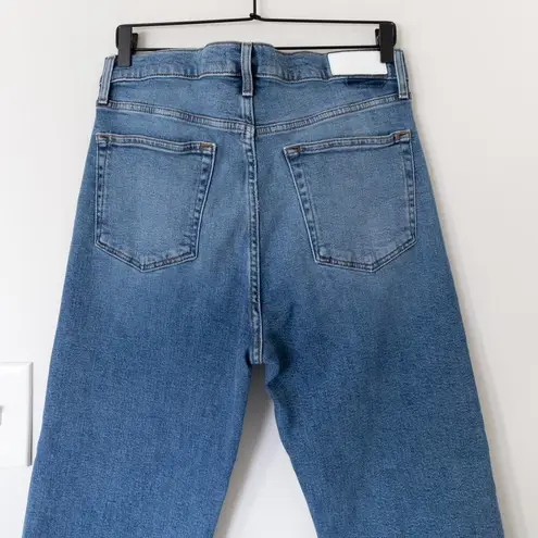 RE/DONE  Stove Pipe High Rise Button Fly Straight Leg Jeans in Mid 70s Size 31