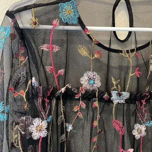 A New Day  Sheer Floral Embroidered Blouse