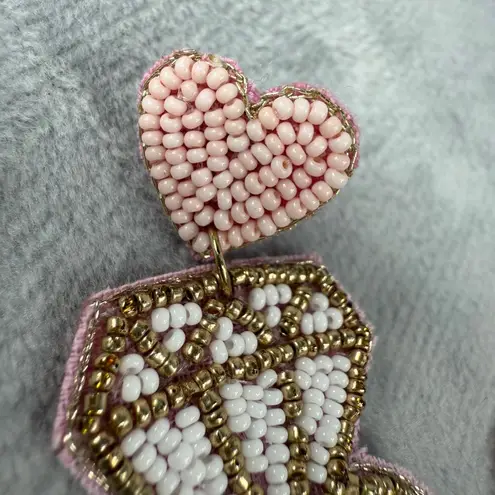 Bridal Party Beaded "Team Bride" Statement Earrings Wedding Pierced Post Pink