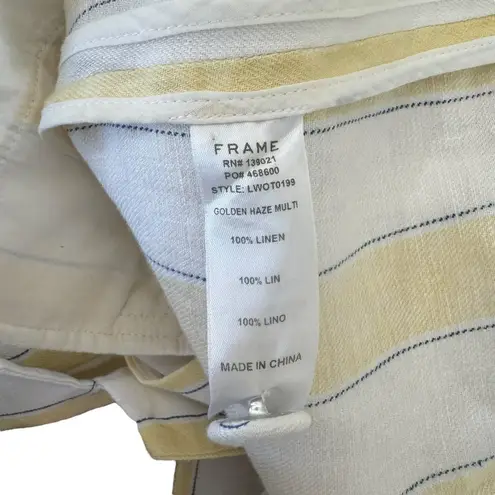 frame denim Frame - Linen Stripe Blazer In Multi Yellow and White Striped Blazer Sz 8 - Image 8