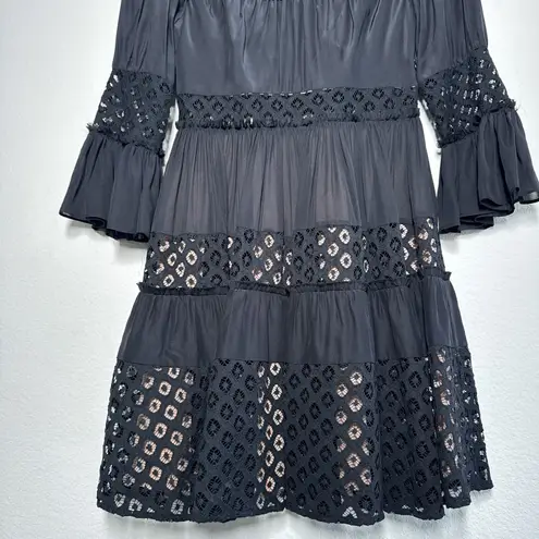 Cinq à Sept Octavia Black Lace Tiered Mini Dress 4