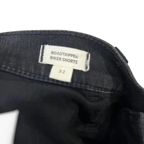 Madewell  Roadtripper Biker Shorts Black Denim Raw Hem Size 32