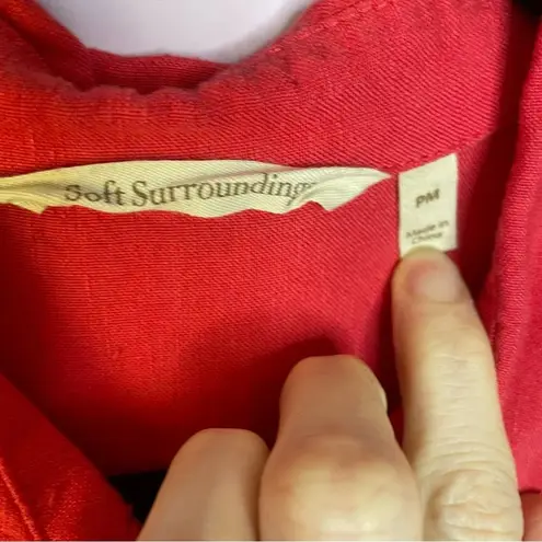 Soft Surroundings Red Linen Blend Button Front Zipper Back Lagenlook Cardigan PM - Image 2