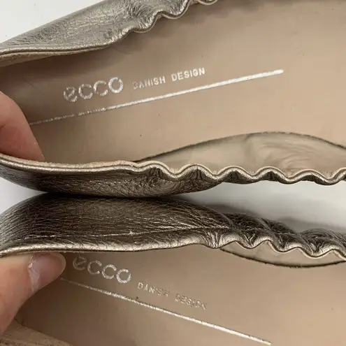 ECCO Size 8 Ballet Flat Shoes Incise Enchant Metallic Bronze Leather Ballerina Gold