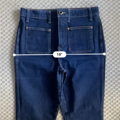 KHAITE Raquel Patch Pocket Crop Flare Jeans - Dark Blue Wash - Size 31