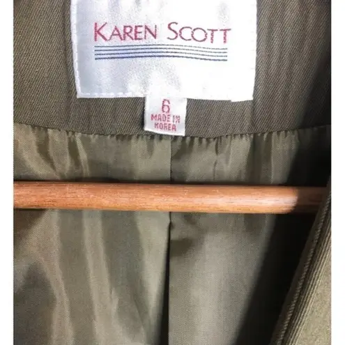 Karen Scott Vintage One Buttoned Olive Green Blazer