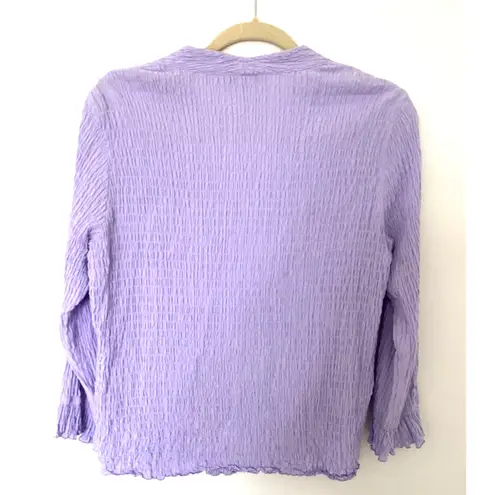 Fresco by Nomadic Traders Lavender Mother of Pearl Buttons Top Blouse Sz M Purple Size M - Image 2