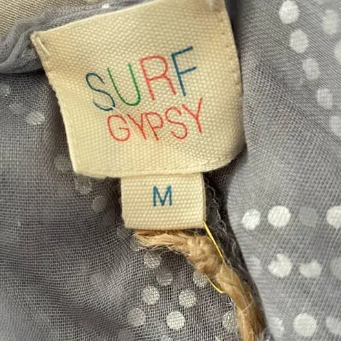 Surf Gypsy Grey Blue Metallic Deco Print Crop Tank