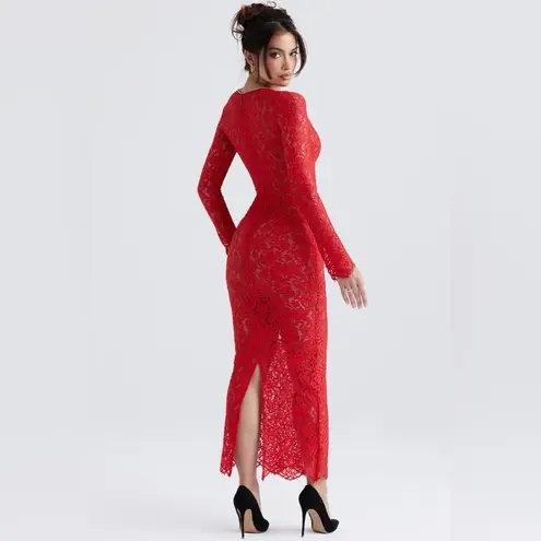 House Of CB  Lisandra Red Lace Maxi Dress XS