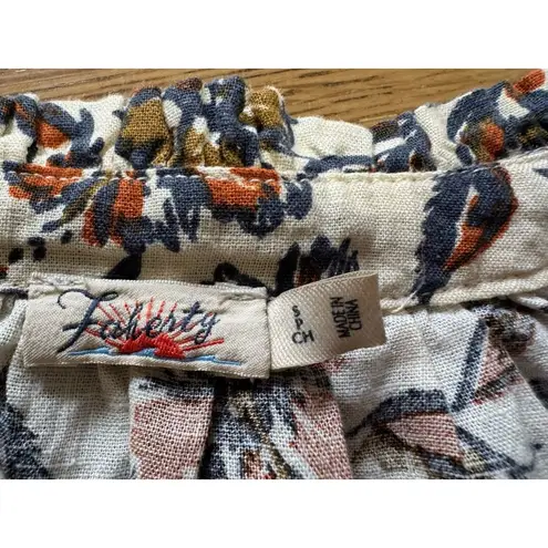 Faherty Portia Linen Blend Top Floral Peasant V Neck Size Small Cottagecore