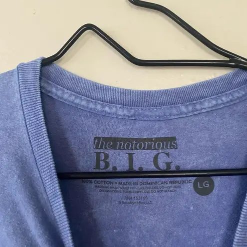 Notorious B.I.G Blue Acid Wash Cotton Graphic T Shirt Short Sleeves Biggie Large