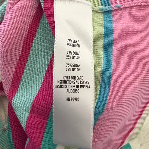 Petite Sophisticate Silk Blend Stretch Striped Sequin Knit Tank Top Sleeveless