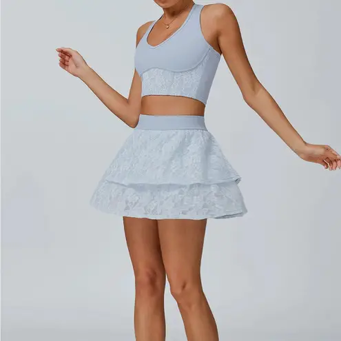 Berlook Activewear Light Blue Layered Lace Skirt Size XS