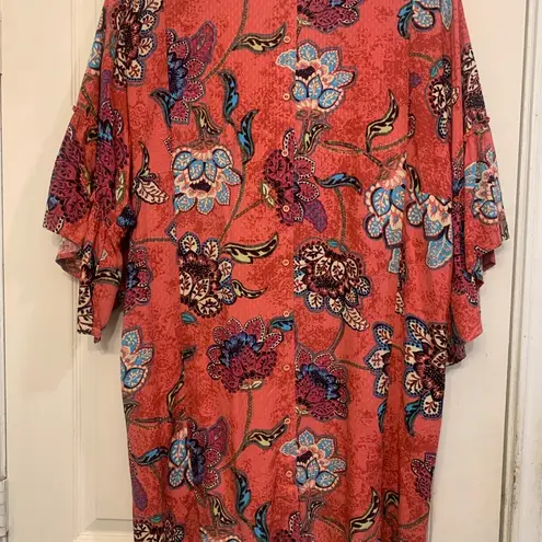 Democracy Peach/Pink Floral Print Midi 1x Dress. 2128