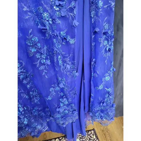 Cinderella Ladivine by Royal Blue Off The Shoulder 3D Applique Floral Gown 18