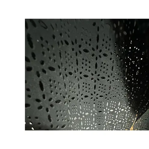 Soft Surroundings Women's Black Sleeveless Laser Cut Draped Open Long Vest L