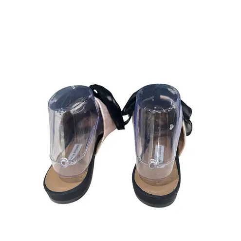 TABITHA SIMMONS Pale Pink / Black Chiffon Bow Pointed Toe Flats sz 41 (US 10)