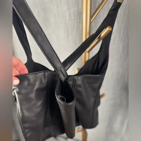 Abercrombie & Fitch  Black Convertible faux leather Fitted Bustier Tank medium