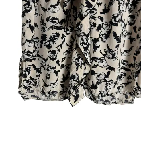 Proenza Schouler Scribble Rose Floral Sleeveless Silk Ruffle Top Size 4