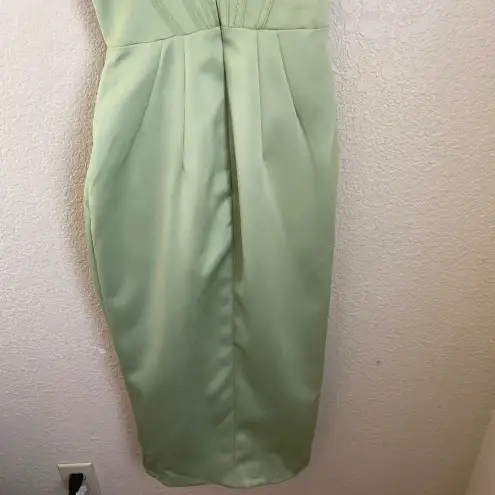 House Of CB HOUSE‎ OF CB FAYE PISTACHIO SATIN CORSET MIDI DRESS NWOT size XS