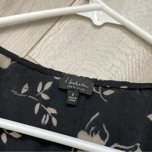 Babaton Aritzia 100% Silk Floral Mini Dress Black (Small) classy cocktail party