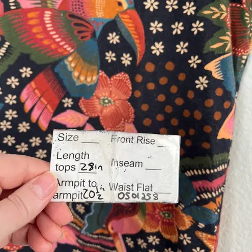 Farm Rio Womens Floral & Toucan Bird Printed Ruched Sleeve Top Size GG (XL)