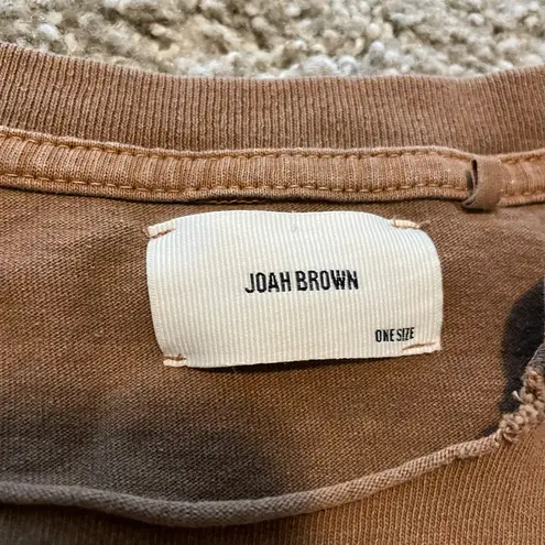 Joah Brown slouchy cropped long sleeve shirt distress brown OS