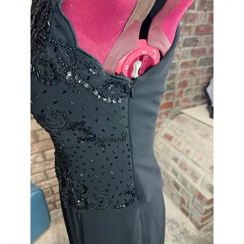 Karen Miller formal dress prom beaded black cutout neckline