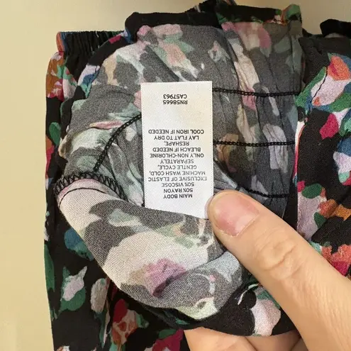 Open Edit Nordstrom Long Sleeve Corset Blouse Top Floral Black Small S