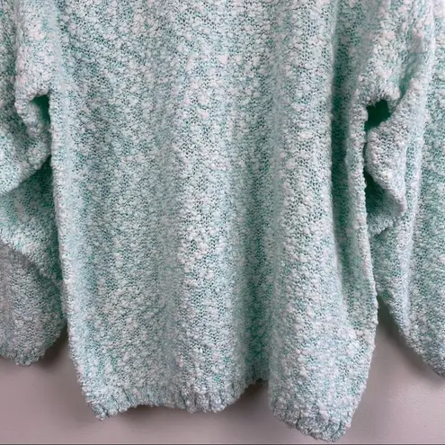 Vintage One Step Up Popcorn Knit Mock Neck Grandma Grandpa Kawaii Sweater Green Size M