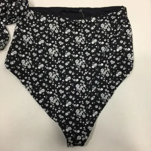 dippin daisy's swimwear Dippin’ Daisy’s Grace High Waisted Side Tie Black Floral Bikini Swim Bottoms