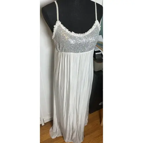 Scandal Women’s Italy White Silver Sequin Dress With Straps Silk Blend Sz Small