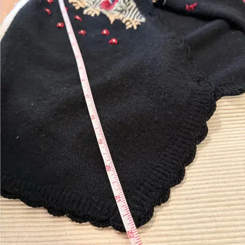 Jantzen Vintage Embroidered Knit Vest Black Floral Button Front Boho 80s 90s S