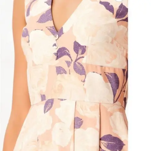 Eshakti floral ombre crêpe banded empire waist plunge V maxi dress women’s /XL