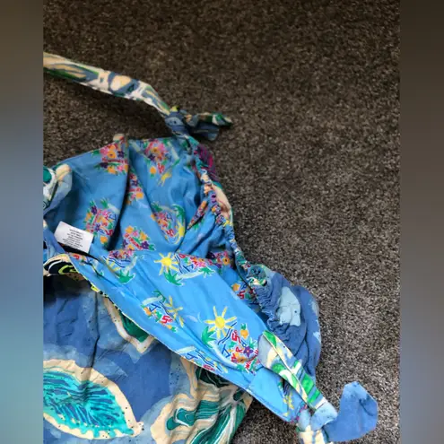 Jams World Vintage Floral Cotton Tie Tote Bag in Blue Tropical Floral One Size - Image 12