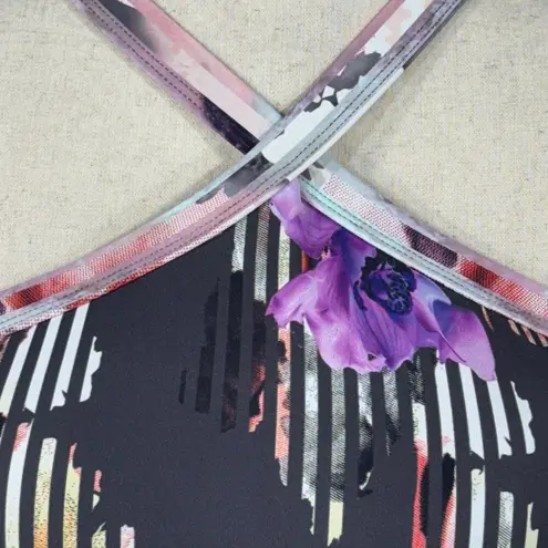 Calia Small High Neck Sports Bra Floral Botanical Garden Stretch Back Closure Black Size XS