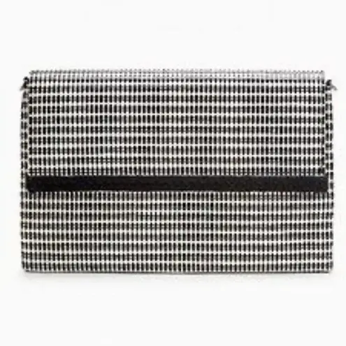 Stella & Dot | City Slim Black White Woven Raffia Coral Clutch Bag Purse | OS