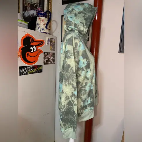 Just Be Green and Blue Tie-Dye Hoodie Long Sleeve Top