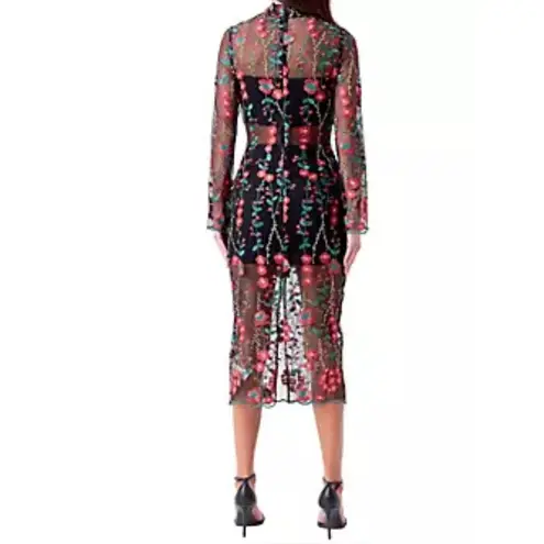 Anthropologie  Endless rose Floral Sheer Black Dress
