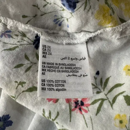 Karen Scott 2X-Large Top Swiss Dot Floral Button-Up 3/4 Sleeve Pocket Collared - Image 8