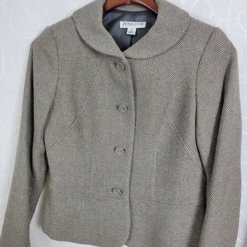 Pendleton Womens Skirt Suits Size 4P/2P Gray Business Round Collar A-Line